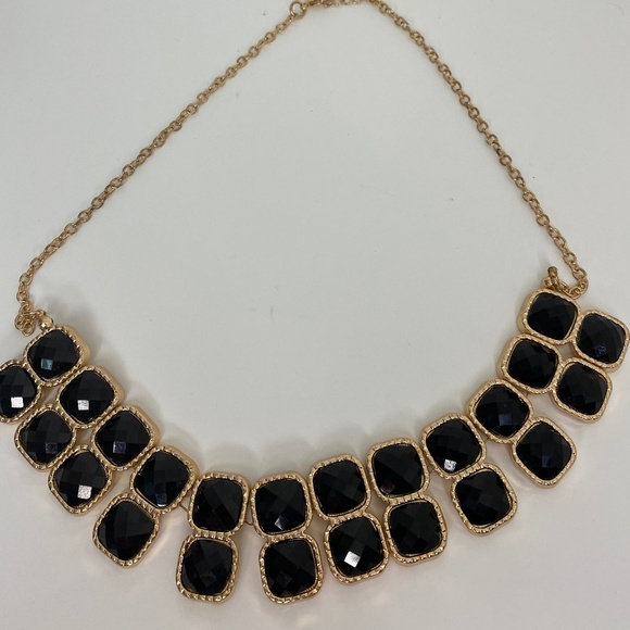 Black and Gold Bib Statement RBG Necklace Vintage - Picture 4 of 4